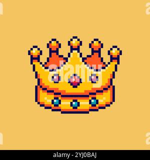 Pixel art Crown game asset design Stock Vector