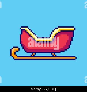 Pixel art Christmas Sleigh game asset design Stock Vector