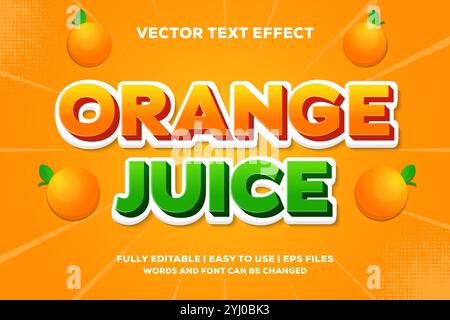 orange and green color orange juice text effect fully editable Stock Vector