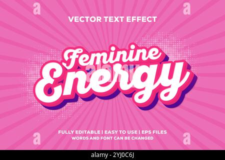 feminine energy vector text effect is fully editable Stock Vector