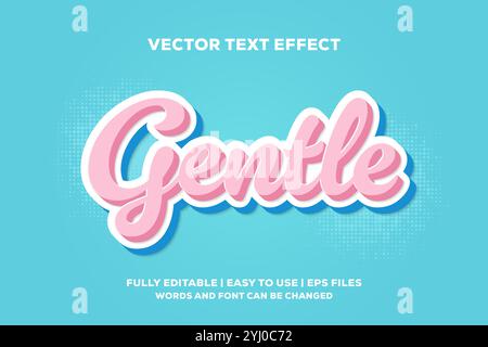pink and blue gentle text effect is fully editable and easy to use Stock Vector
