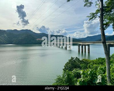 Landscape View of Road Bridge Overpass Tasik Banding at Royal Belum State Park in Gerik, Perak, Malaysia. Travel Malaysia Stock Photo