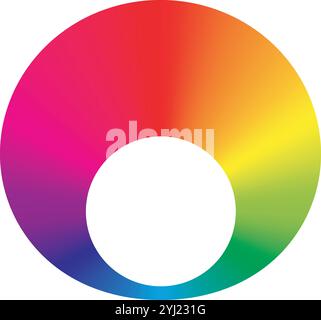 Color ring - arrangement of color hues around a wheel or disc. Vector illustration with rainbow light spectrum gradient Stock Vector