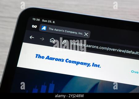 OSTRAVA, CZECHIA - AUGUST 25, 2024: Website of The Aaron Company Inc. which provides appliances, electronics, furniture Stock Photo