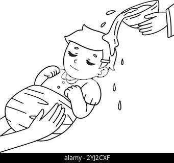 Baptism Baby Being Baptized Coloring Page for Kids Stock Vector Image ...