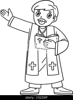 Christian Priest Coloring Page for Kids Stock Vector Image & Art - Alamy