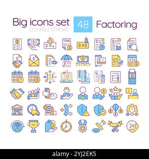 Factoring RGB color icons set Stock Vector