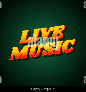 Live music. Text effect design in 3D style for social media marketing ads Stock Vector