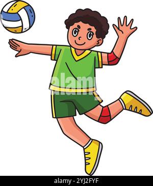 Volleyball Player doing Jump Serve Illustration Stock Vector