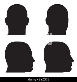 Silhouette Human head icon set. Web design symbols and infographic elements. Vector illustration Stock Vector