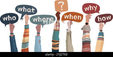 Question mark with questions: who, what, where, when, why, how Stock ...