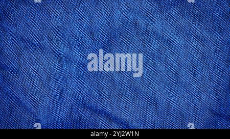 pleated blue cotton material. texture or background Stock Photo