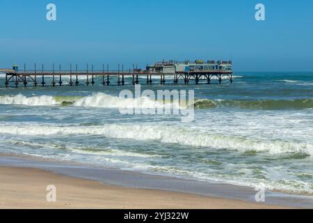 The pier on the beach of Swakopmund, Namibia travel and landscape, Africa Stock Photo
