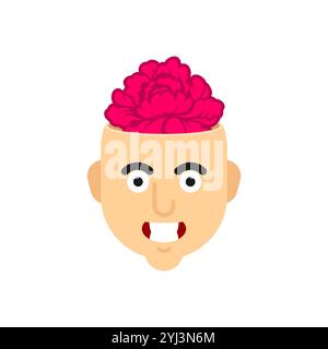 Flowers inside head. Concept of inner world of a person determines his thoughts. Stock Vector