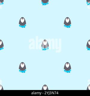 Penguin on an ice floe pattern seamless. Ornament for children's fabric. Penguins background Stock Vector