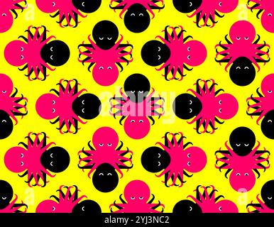 Couple of octopuses pattern seamless. Concept Love in octopuses background Stock Vector