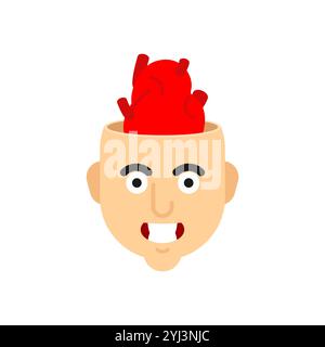 Anatomical heart inside head. Concept of inner world of a person determines his thoughts. Stock Vector