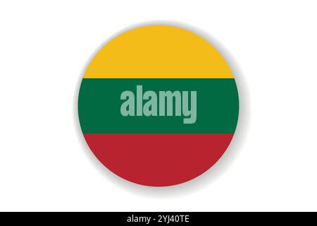 Flag of Lithuania. Lithuanian national symbol in official colors. Template icon. Abstract vector background. Round glass light ball, 3D big bubble Stock Vector