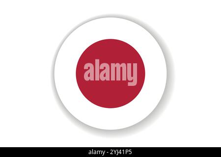 Flag of Japan. Japanese national symbol in official colors. Template icon. Abstract vector background. Round glass light ball, 3D big bubble, sphere Stock Vector