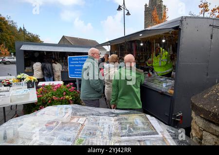 people buying religious items from stalls in cathedral square cathedral quarter letterkenny, county donegal, republic of ireland Stock Photo