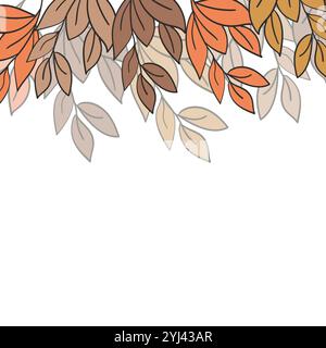 Floral frame with colorful exotic branches on white background. Ornate border with tropic leaves. Vector stock illustration for wallpaper, posters Stock Vector