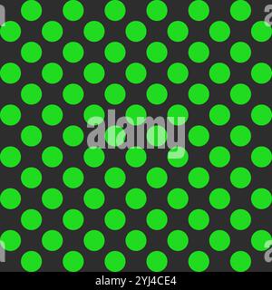 Seamless black and green polka dot pattern. Round circles in modern style. Geometric abstract vector design for print on textile. Minimalistic retro c Stock Vector