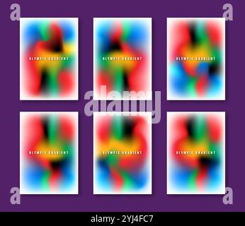 Set of abstract Olympic gradients in vibrant colors. Smooth blends and blurred effects are ideal for modern templates, posters, ads, and digital proje Stock Vector