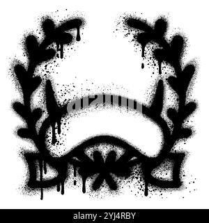 Wreaths graffiti with black spray paint. vector illustration. Stock Vector