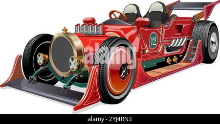 Custom fiction retro race car concept. Available EPS-10 vector format separated by groups and layers with transparency effects for one-click recolor Stock Vector