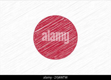Vector illustration of Emperor's Birthday of Japan. Scribble style Japan flag vector background. Poster, card, banner. Stock Vector