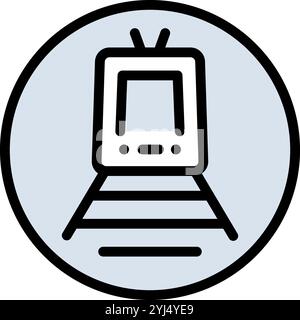 Rail Transport Color Icons, designed for various transport-related design projects. Isolated vector illustration. Stock Vector