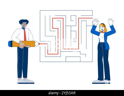 Problem solving 2D illustration concept Stock Vector