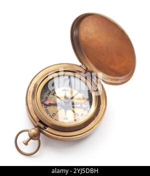 Antique compass isolated on white background Stock Photo