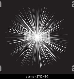 Ray of light. Black and white radial lines background. Comic book, manga, or anime speed charts. Explosion vector illustration. Sunlight or starburst Stock Vector