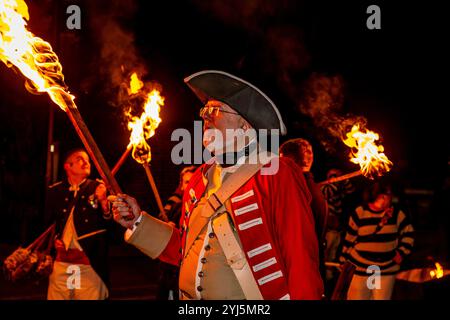 Cliffe bonfire society members. Guy Fawkes Night celebration in Lewes ...