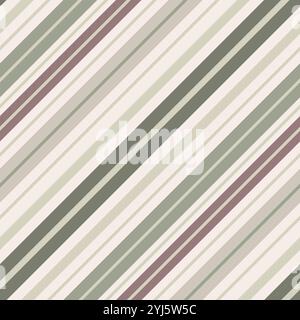 Irregular diagonal stripes neutral vector background. Seamless pattern with thick and thin beige, sage green, burgundy, ecru colours. Geometric repeat Stock Vector