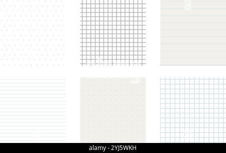 Grid empty background, square, line dot graph paper, school math sheet, grid paper sheet. Memo list, bullet journal list blank, architectural graph. Vector illustration Stock Vector