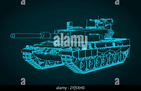 Stylized vector illustration of a Leopard 2 german tank Stock Vector