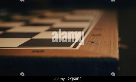 used empty chessboard close up Stock Photo