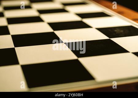 used empty chessboard close up Stock Photo