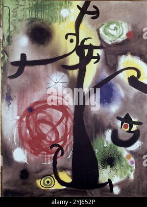 Joan Miro、FEMME ET OISEAUX DANS LA NUIT Femme, oiseaux dans la nuit - Centre Pompidou
