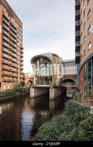 Leeds railway station's rear South entrance cost £20 million & gives access to Granary Wharf and a waterside walking route to The  leeds Armouries. Stock Photo