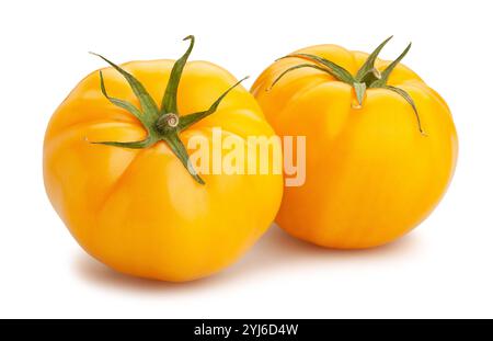 yellow tomato path isolated on white Stock Photo