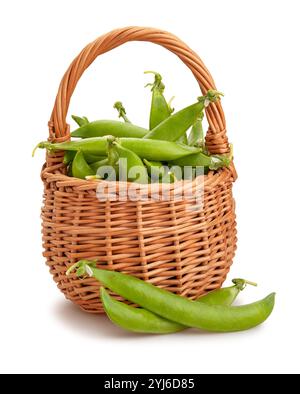 green peas basket path isolated on white Stock Photo