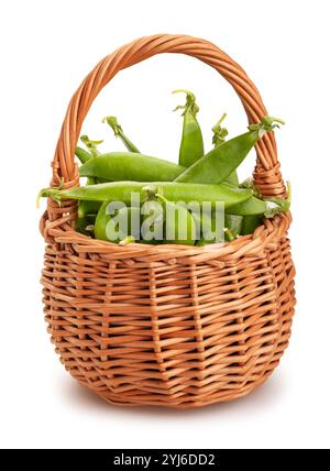 green peas basket path isolated on white Stock Photo
