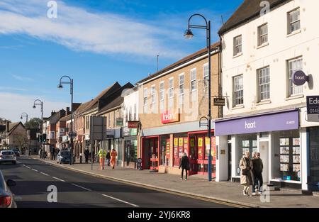 People walking along St Neots high street, England, UK Stock Photo