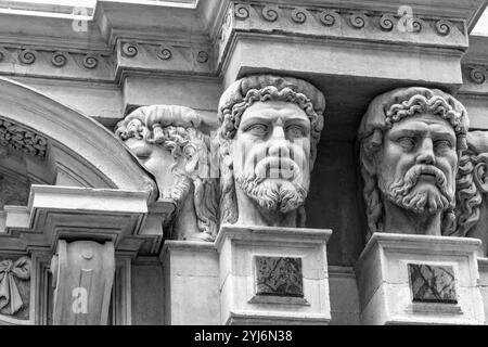 Milan, Italy - 30 March 2022: Architectural details from the characteristic Italian architecture in Milano, Lombardy, Italy. Stock Photo