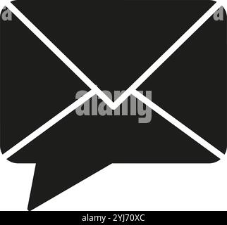 Email Envelope in Speech Bubble Shape Silhouette Icon for Messaging and Communication Service. Online Contact Symbol. Message and Notification Glyph Stock Vector