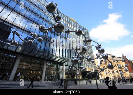 Balls-On-String sculpture - 'Infinite Accumulation' by Japanese artist Yahoi Kusama, by Liverpool Street station, Elizabeth Line entrance, London, UK Stock Photo