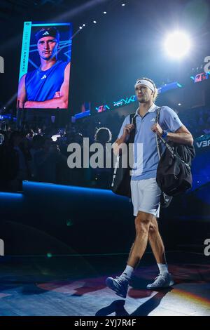 Turin, Italien. 13th Nov, 2024. Alexander Zverev of Germany seen during Men's Singles Group Stage match against Casper Ruud of Norway on day four of the Nitto ATP Finals 2024 at Inalpi Arena Credit: dpa/Alamy Live News Stock Photo